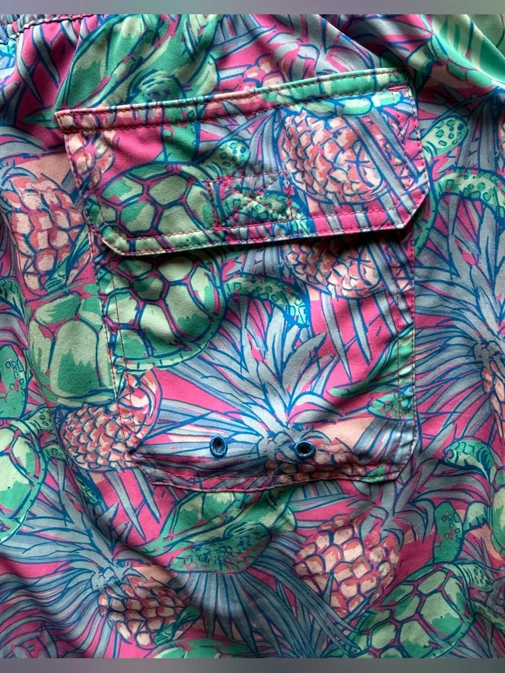 Vineyard Vines Pink & Teal Tropical Turtle Bathing Suit